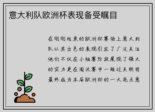 意大利队欧洲杯表现备受瞩目